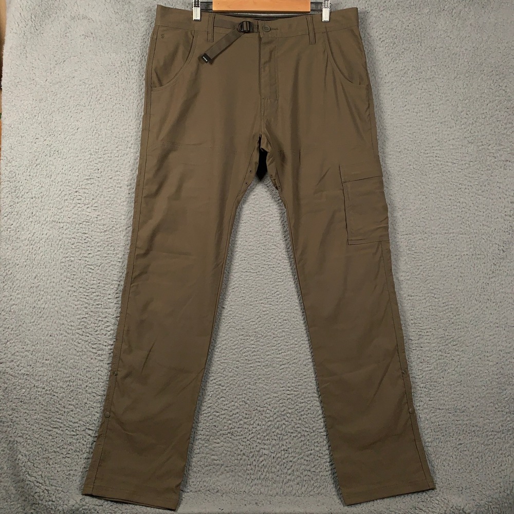 prAna Zion II Pants Mens 36x34 Slim Fit Brown Hiking Outdoor Cargo Technical New